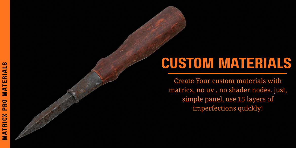 MatricX PRO — Custom Materials, no UV, no shader nodes