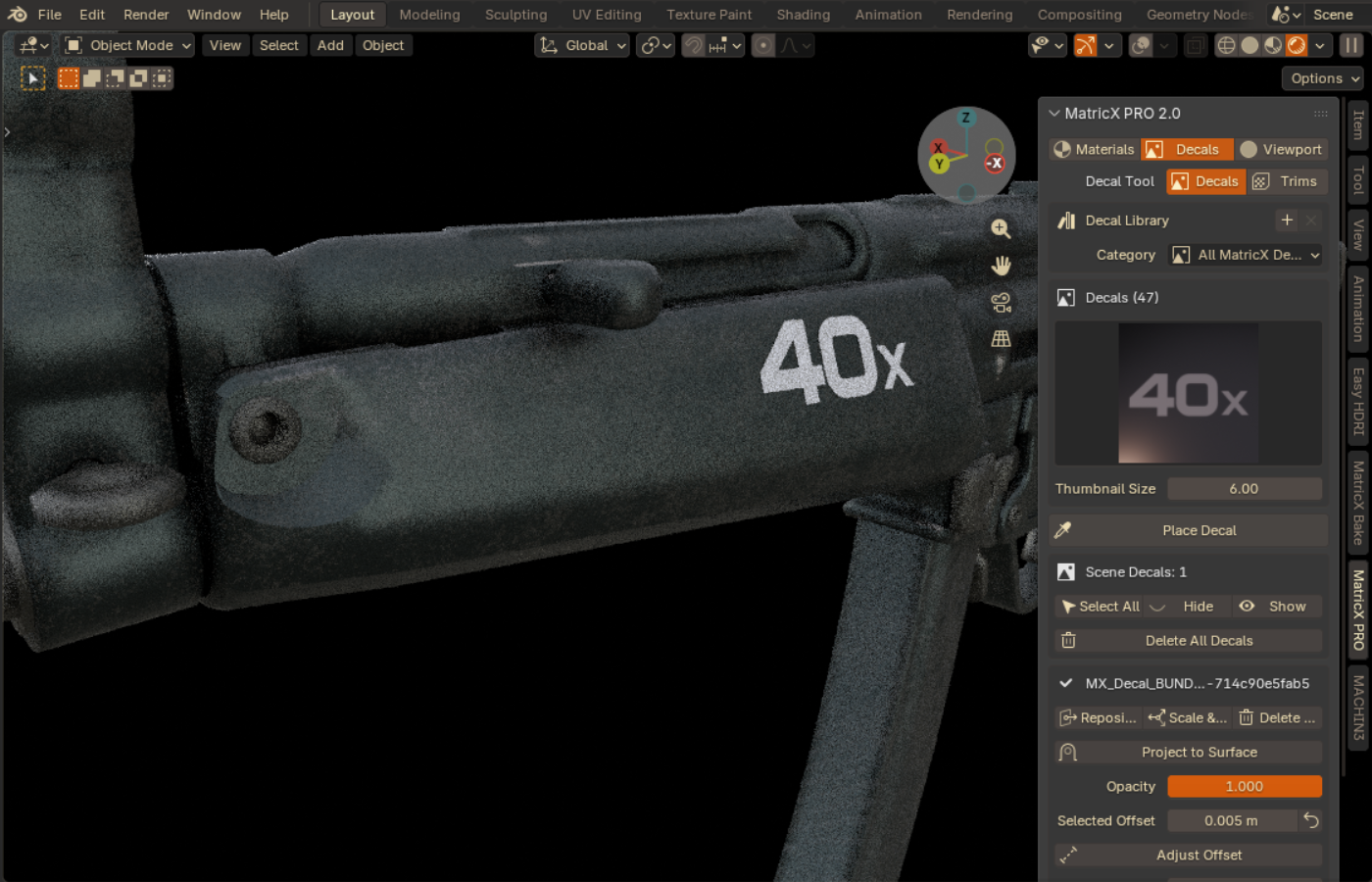 MatricX PRO decal placement in viewport