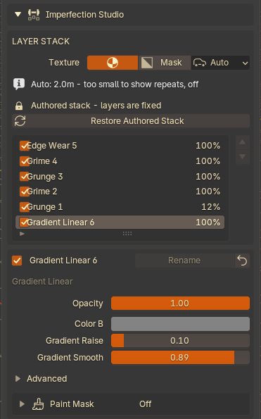 Imperfection Studio panel