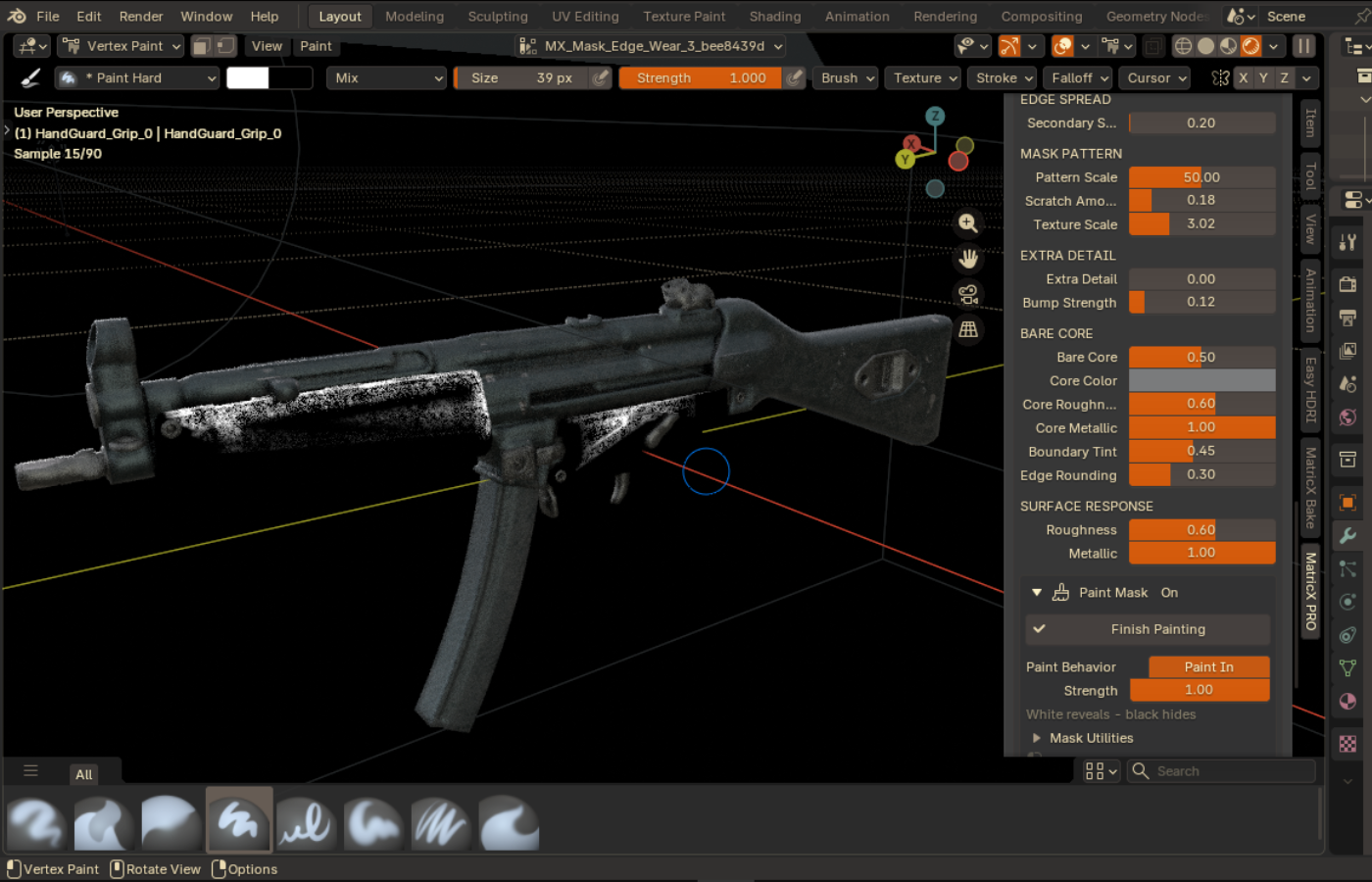 MatricX PRO paint mask session in Vertex Paint mode